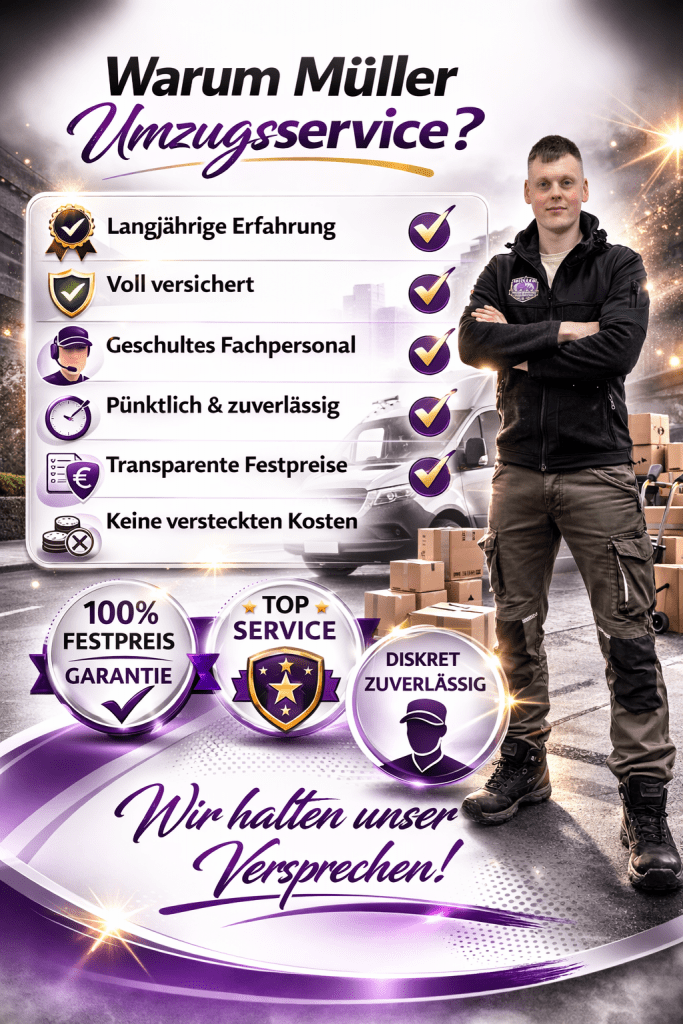 Mitarbeiter von Müller Umzugsservice – professionelles Umzugsunternehmen mit Erfahrung, Festpreisgarantie und Rundum-Service.