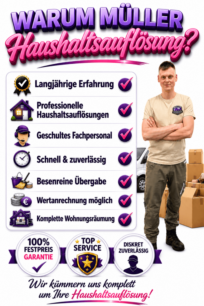 Professionelle Haushaltsauflösung durch Müller Umzugsservice beim Ausräumen und Abtransport von Möbeln und Hausrat